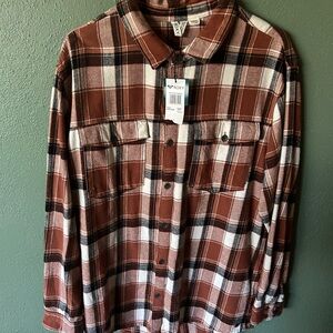 Roxy Brown Plaid Button-Up Shirt Dress